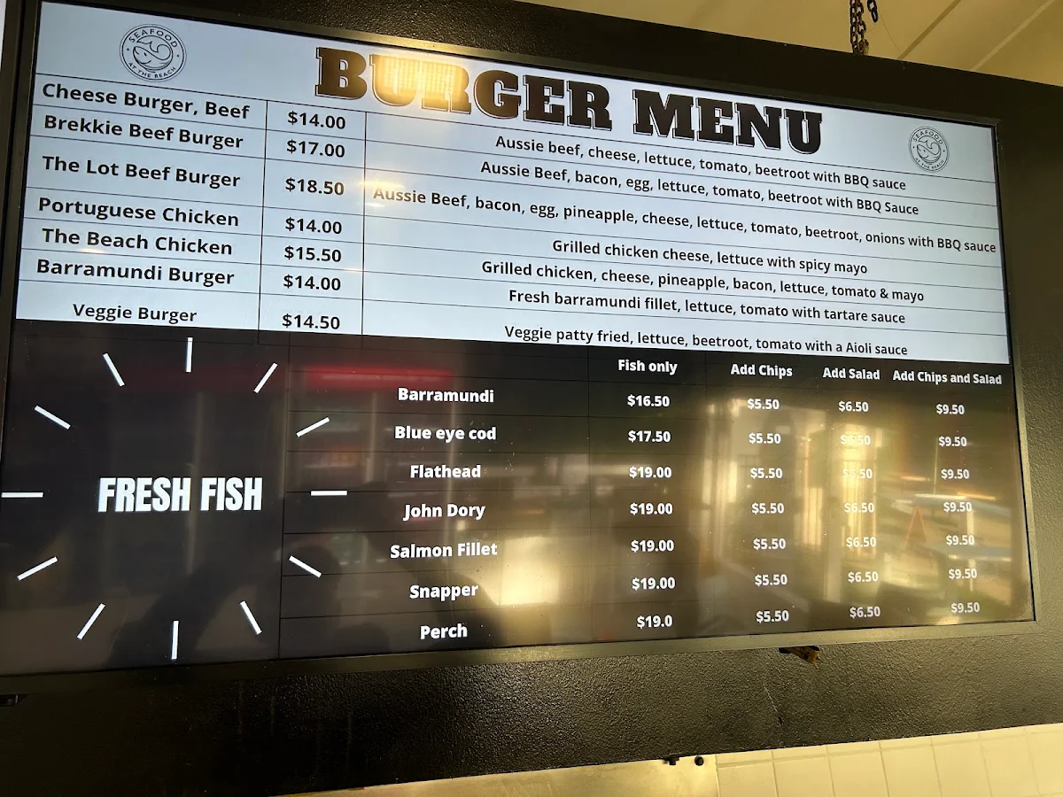 Menu, Seafood at the Beach
