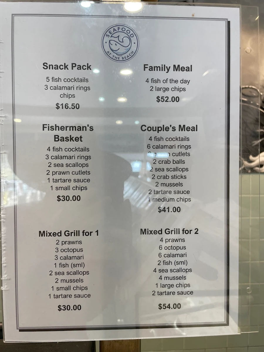 Menu, Seafood at the Beach