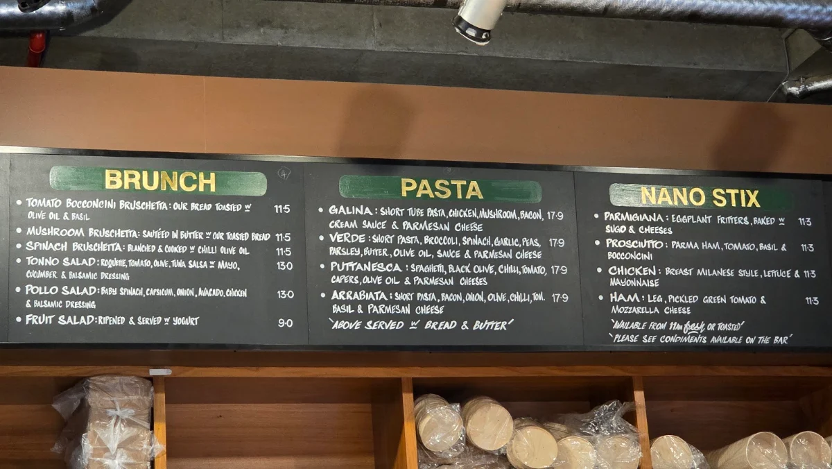 Menu, Nano Café