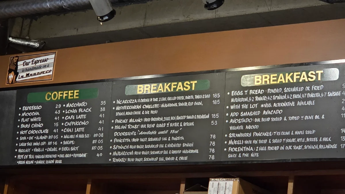 Menu, Nano Café