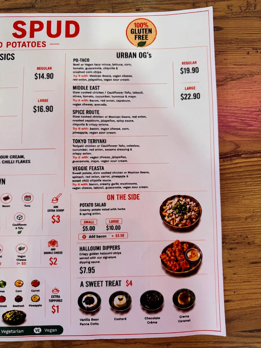 Menu, Urban Spud
