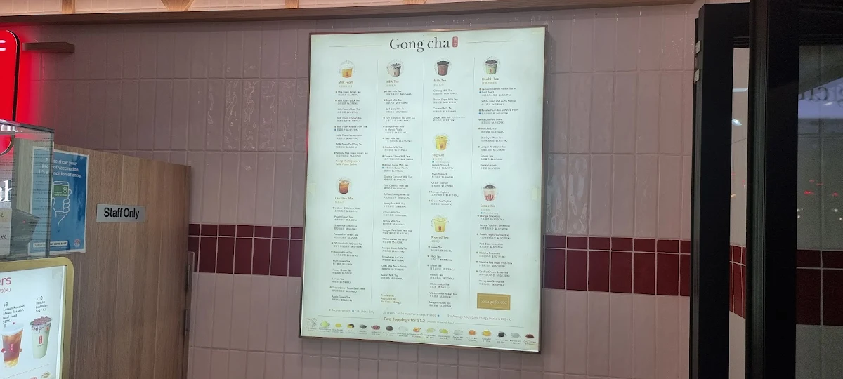 Menu, Gong Cha Punchbowl