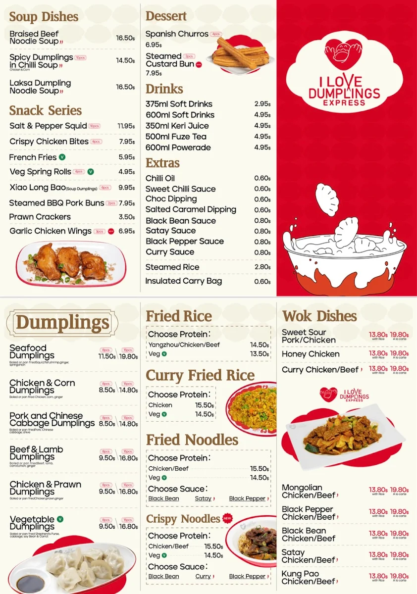 Menu, I Love Dumplings Express (Berwick)