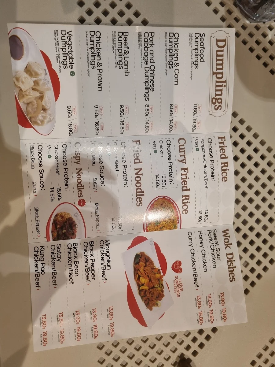 Menu, I Love Dumplings Express (Berwick)