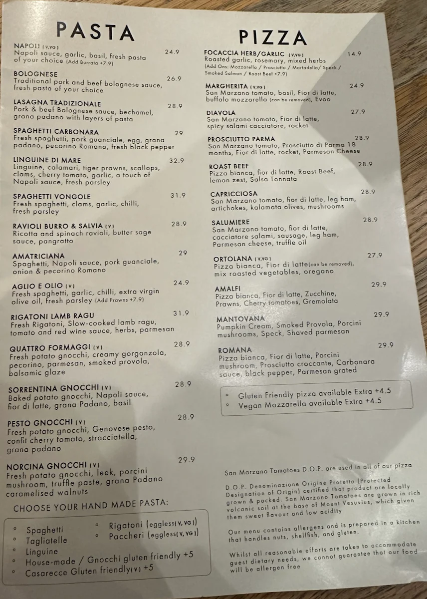 Menu, Brunetti Oro Flinders Lane