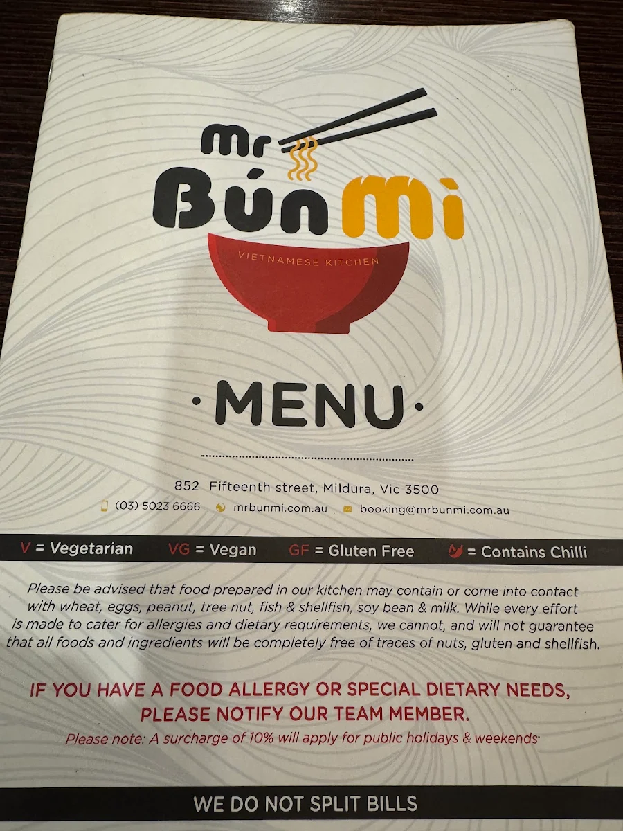Menu, Mr Bun Mi