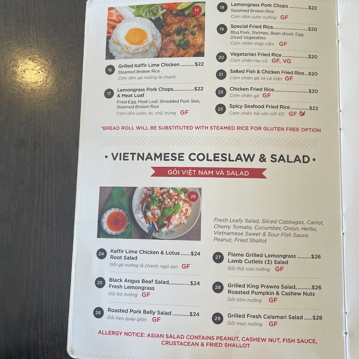 Menu, Mr Bun Mi