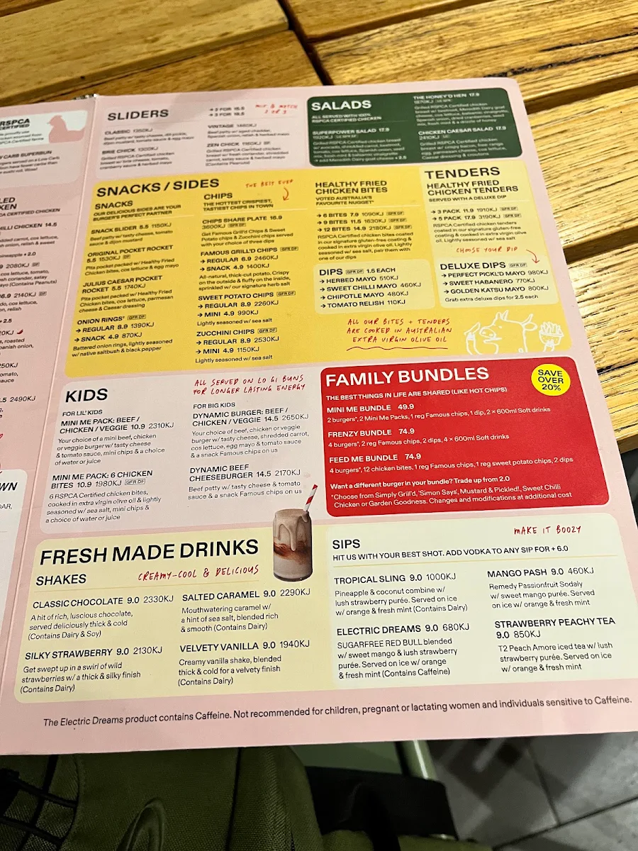 Menu, Grill'd Burgers - Coolangatta
