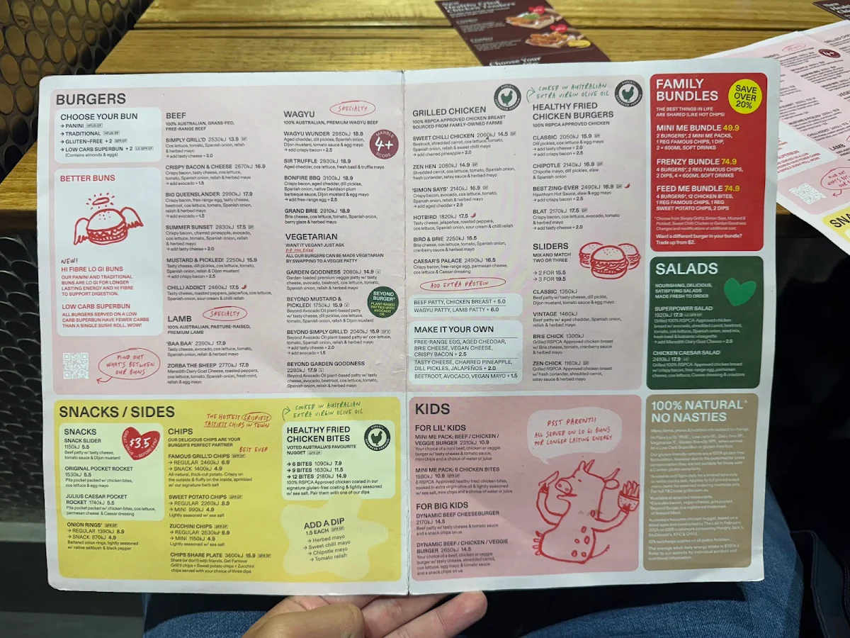 Menu, Grill'd Burgers - Coolangatta