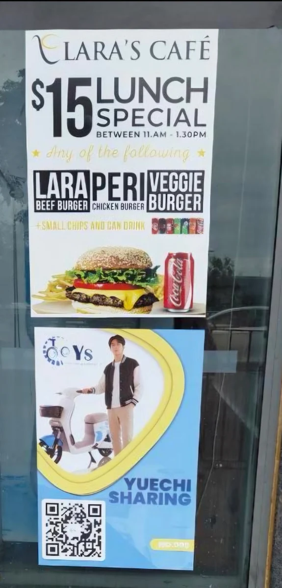 Menu, Lara's Cafe