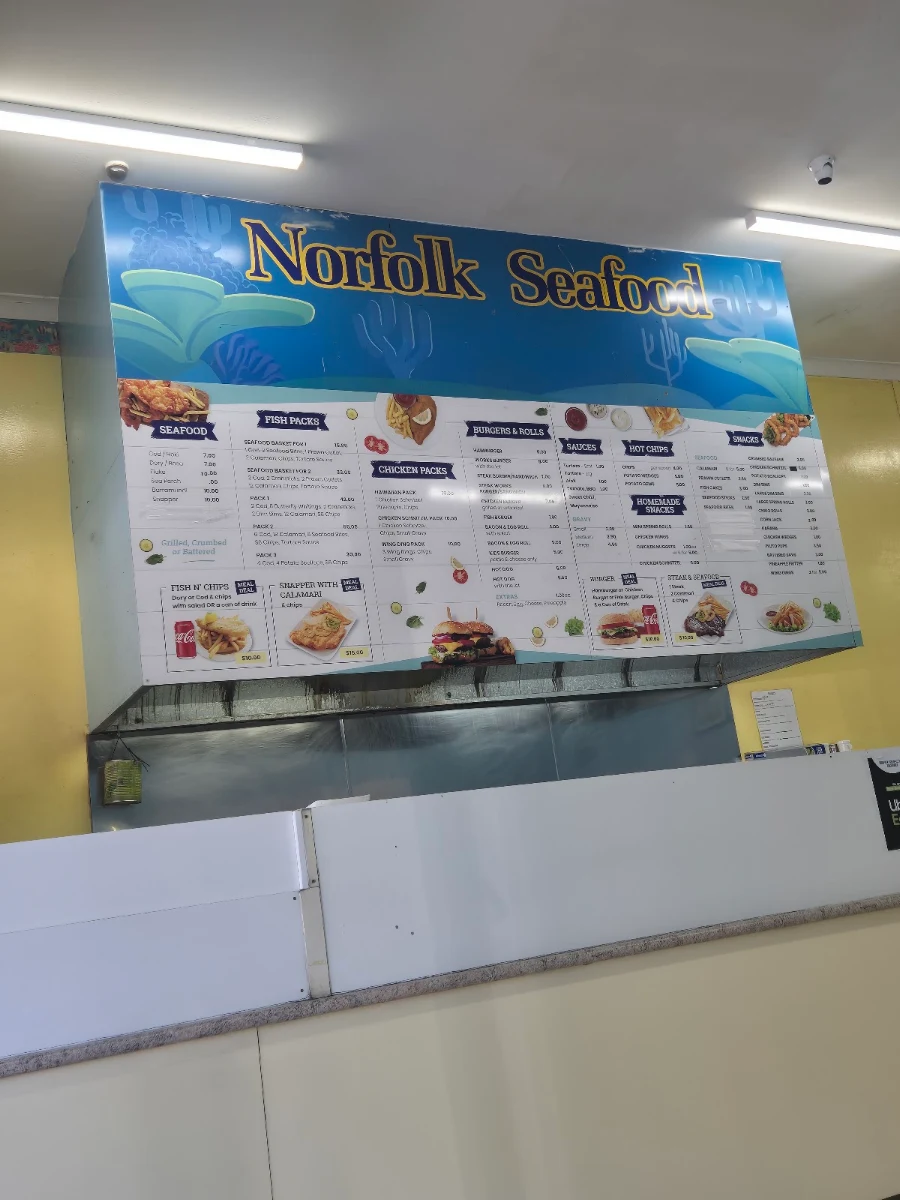 Menu, Norfolk Seafood & Takeaway