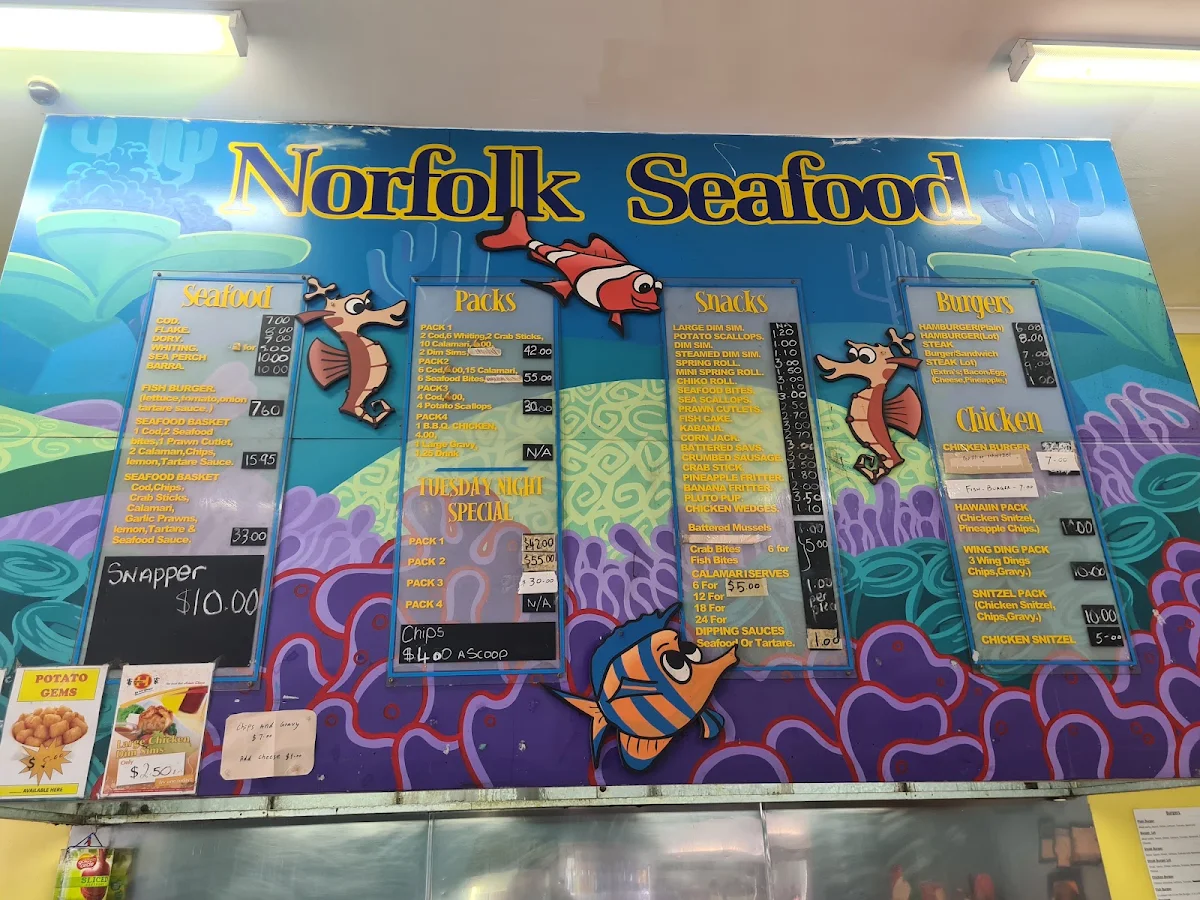 Menu, Norfolk Seafood & Takeaway
