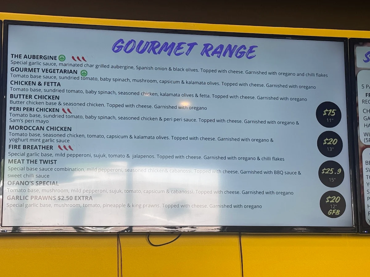 Menu, Ofano's Pizza Mansfield