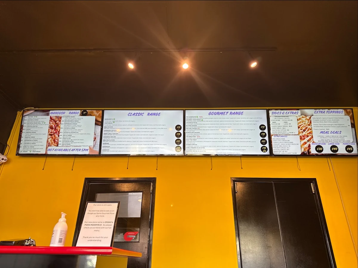 Menu, Ofano's Pizza Mansfield
