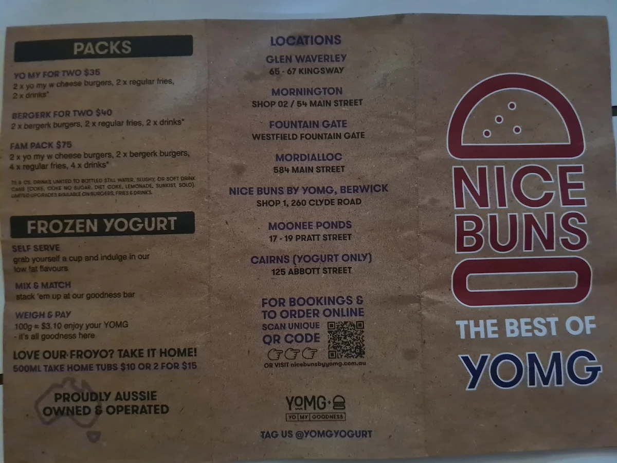 Menu, YOMG Berwick