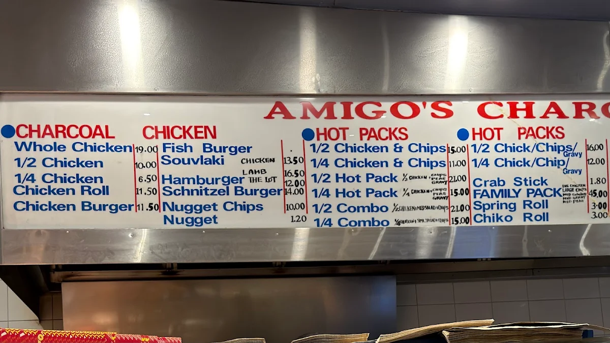 Menu, Amigos Charcoal Chicken