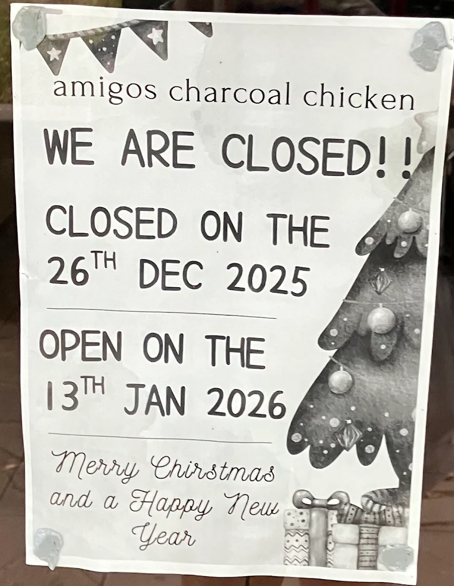 Menu, Amigos Charcoal Chicken