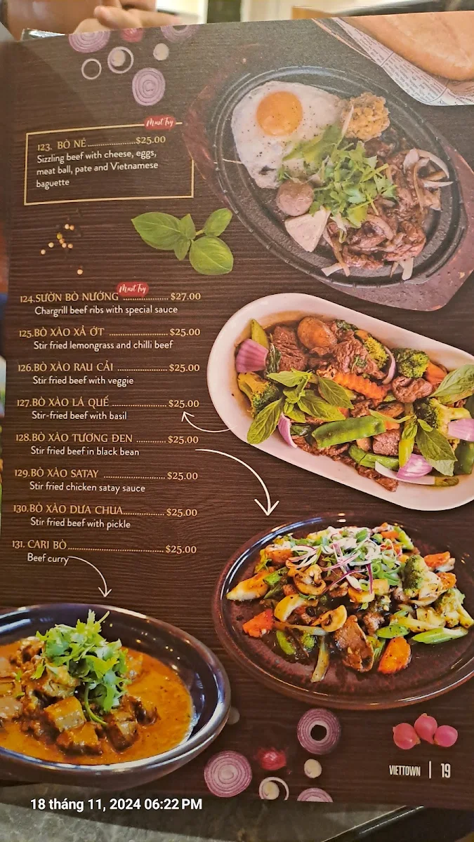 Menu, VietTown Girrawheen