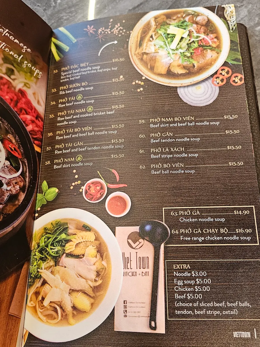 Menu, VietTown Girrawheen