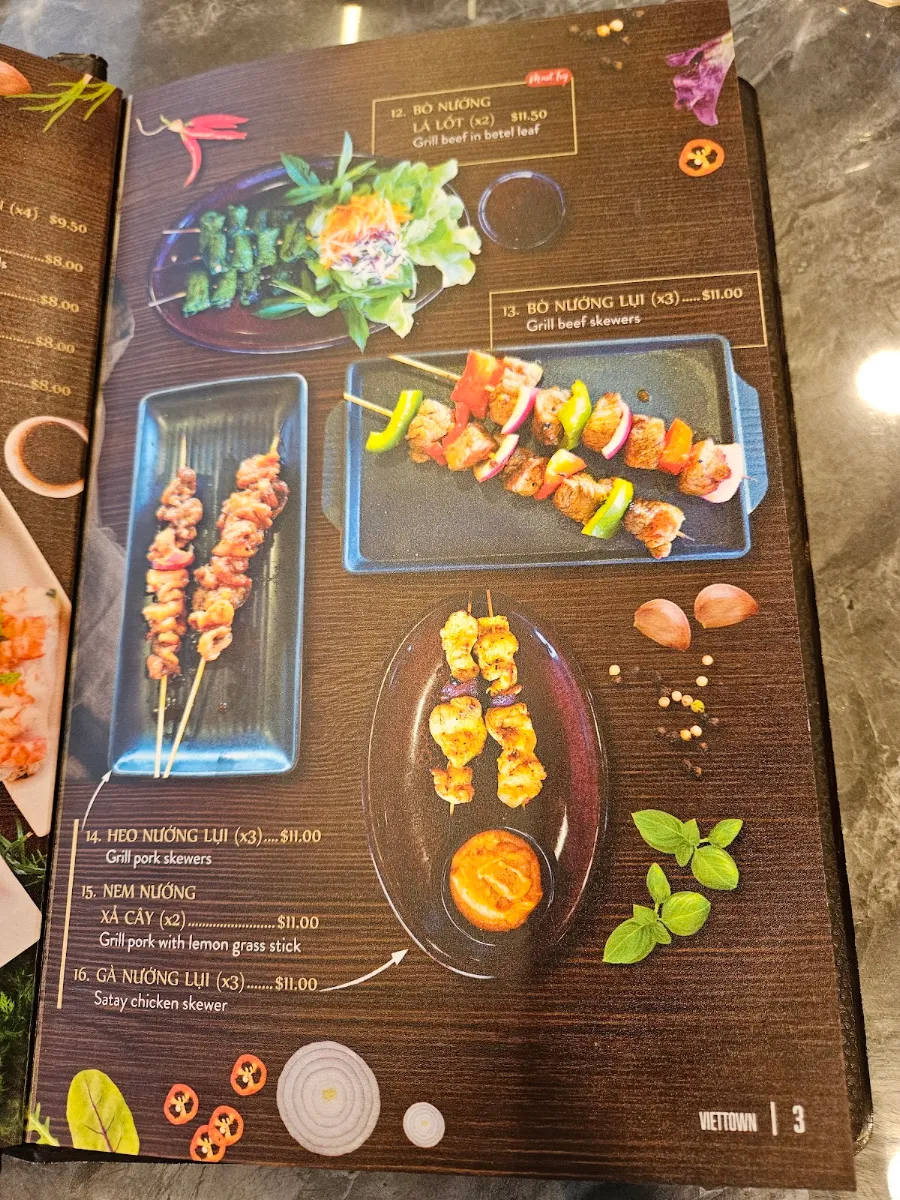 Menu, VietTown Girrawheen