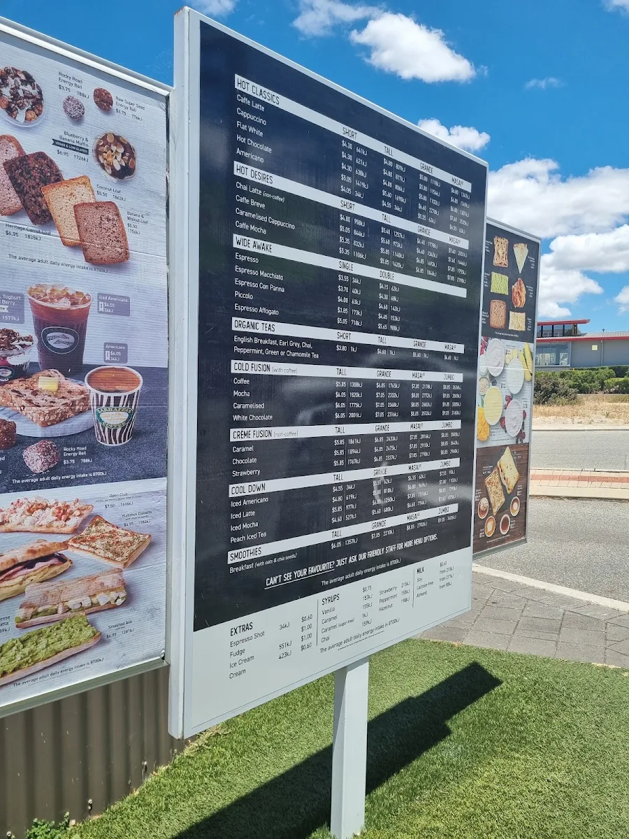 Menu, Zarraffa's Coffee Ellenbrook