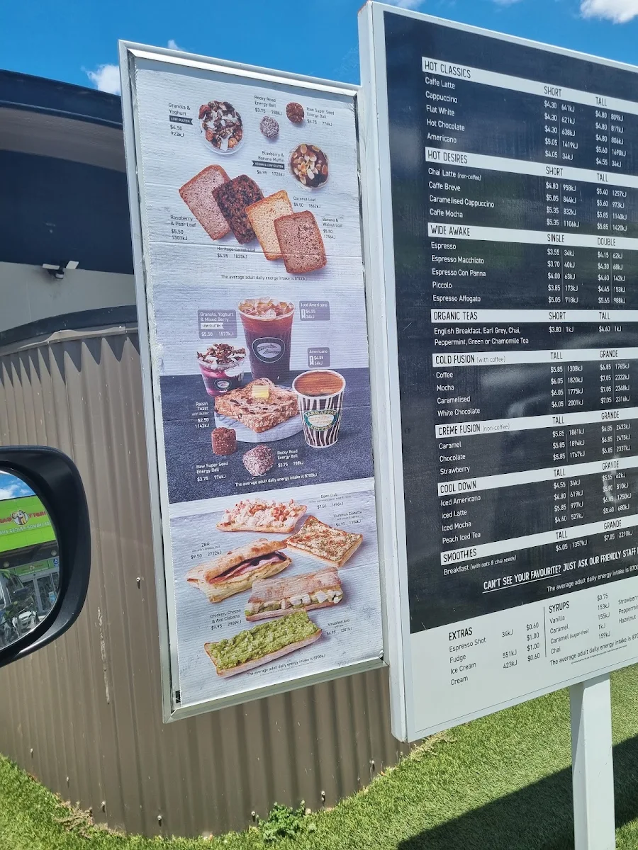 Menu, Zarraffa's Coffee Ellenbrook
