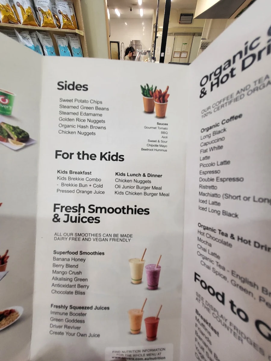 Menu, Oliver's - Goulburn