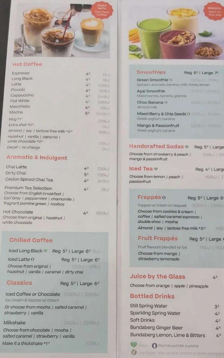 Menu, The Coffee Club