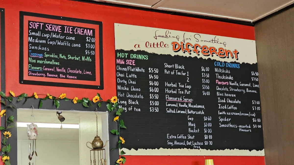 Menu, A Little Different Cafe