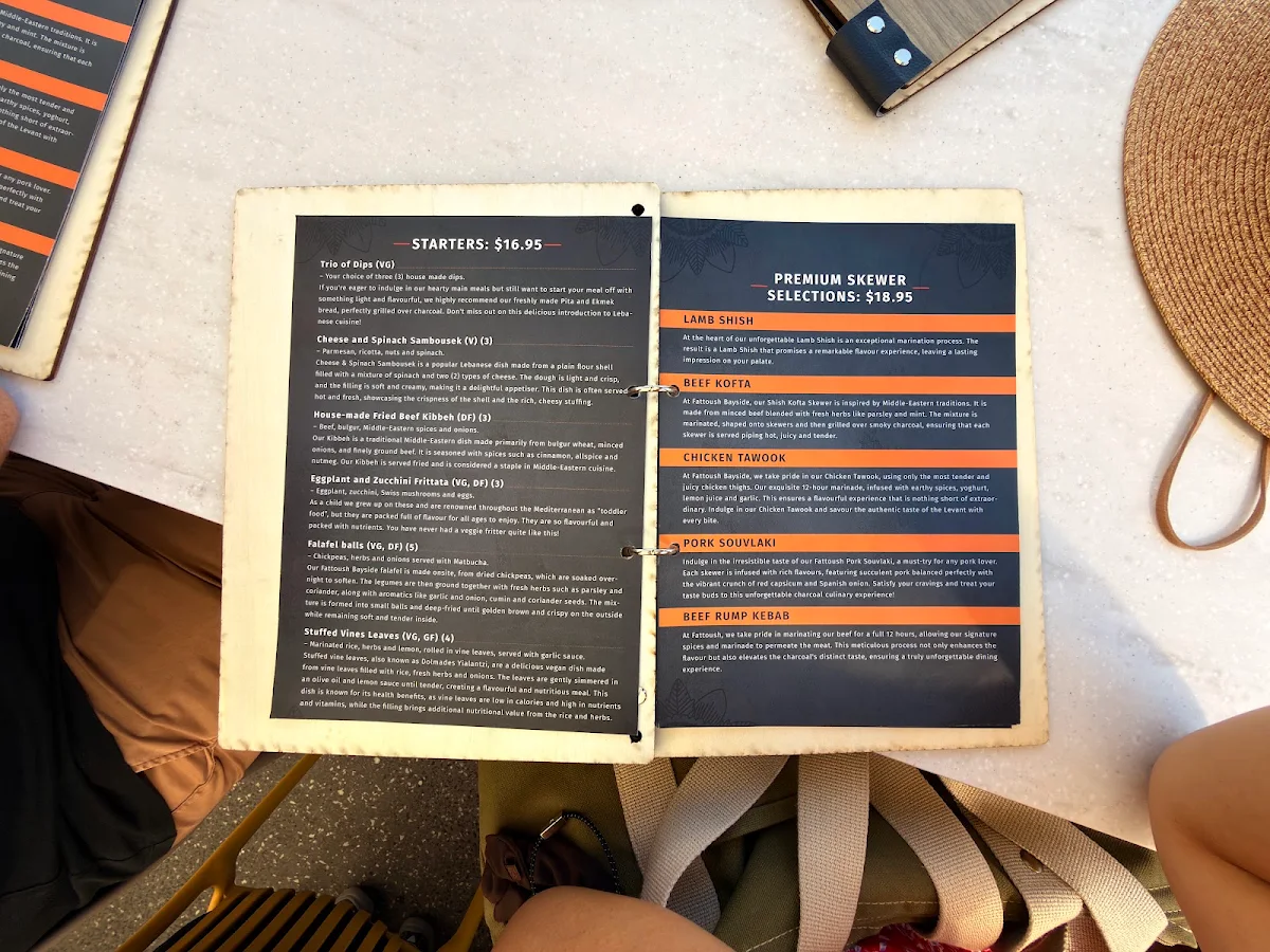Menu, Fattoush Bayside