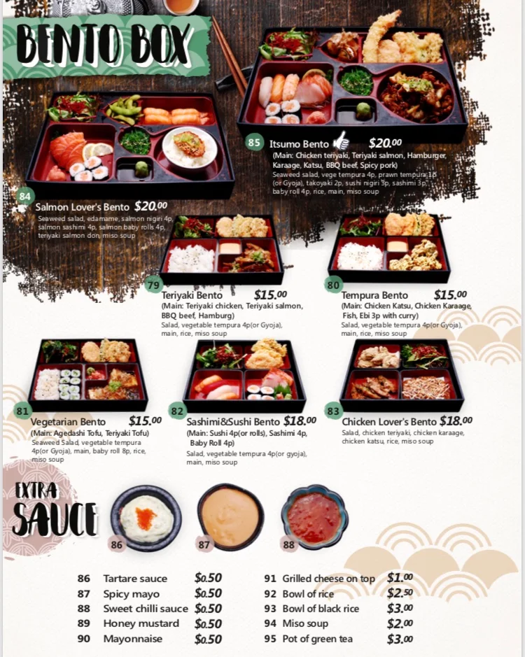 Menu, Itsumo Sushi