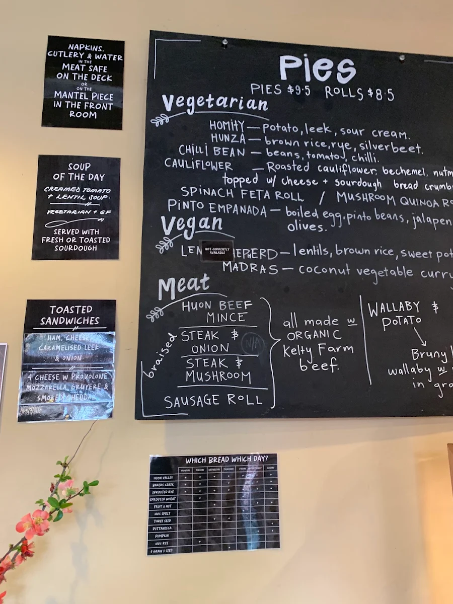 Menu, Summer Kitchen Bakery