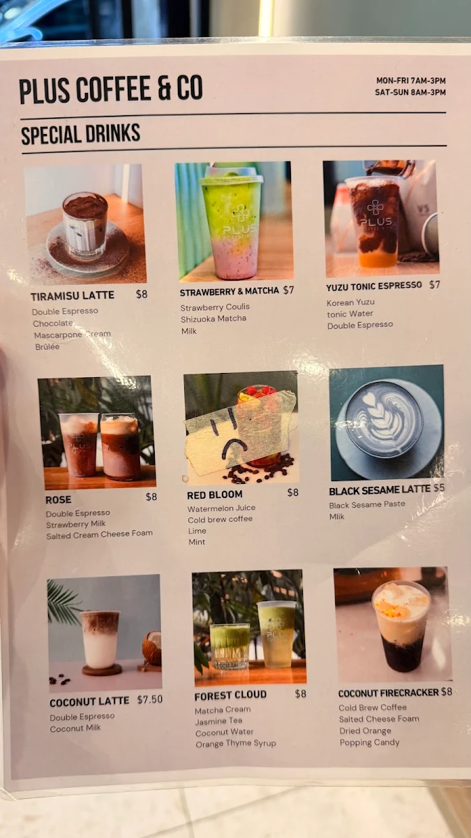 Menu, Plus Coffee & Co