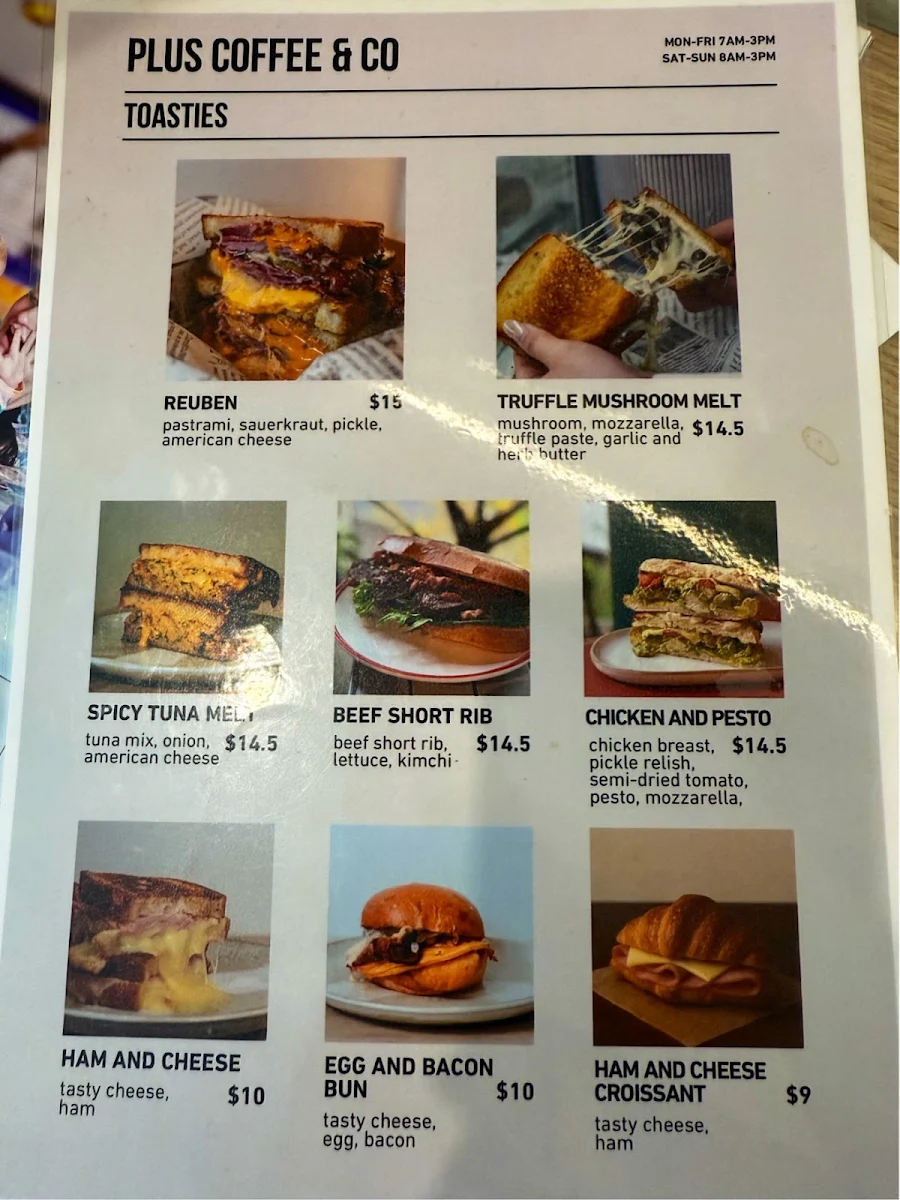 Menu, Plus Coffee & Co