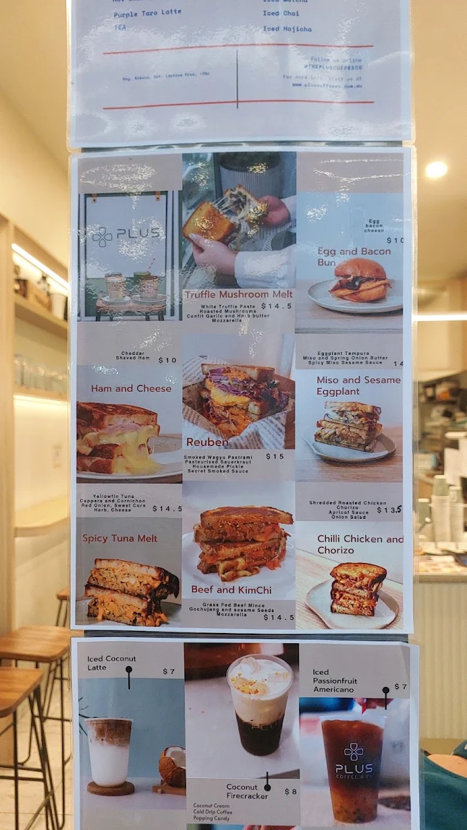 Menu, Plus Coffee & Co