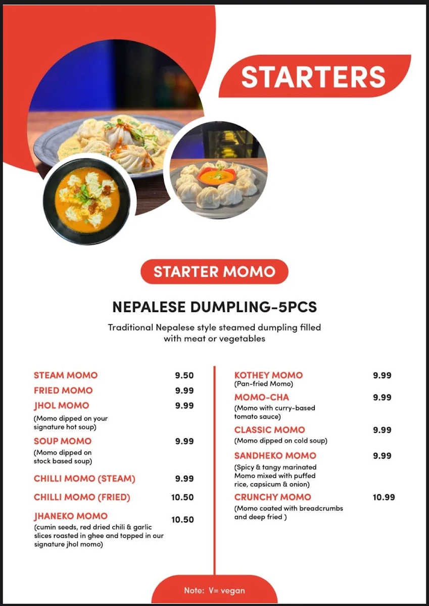 Menu, Magic Momo Kafe West Footscray
