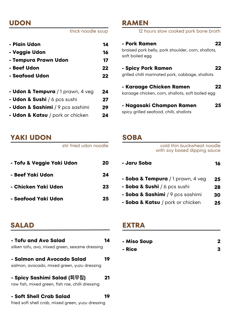 Menu, Kaze Fresh Sushi Epping