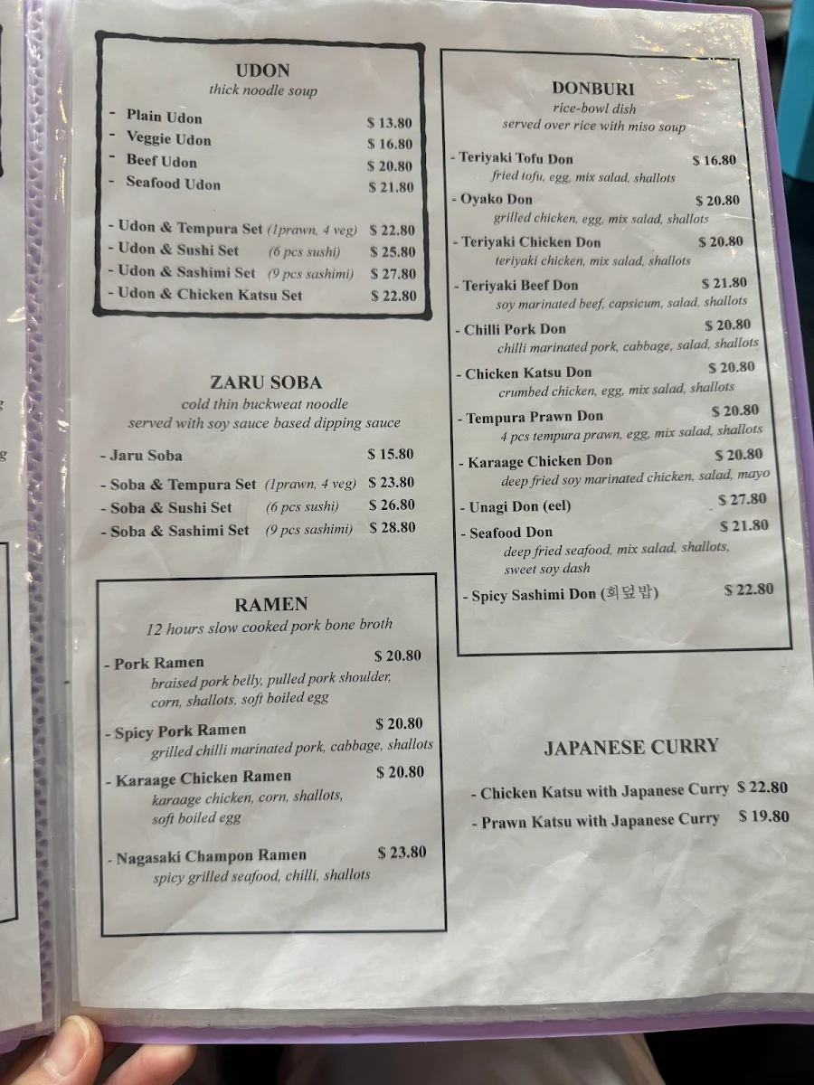 Menu, Kaze Fresh Sushi Epping
