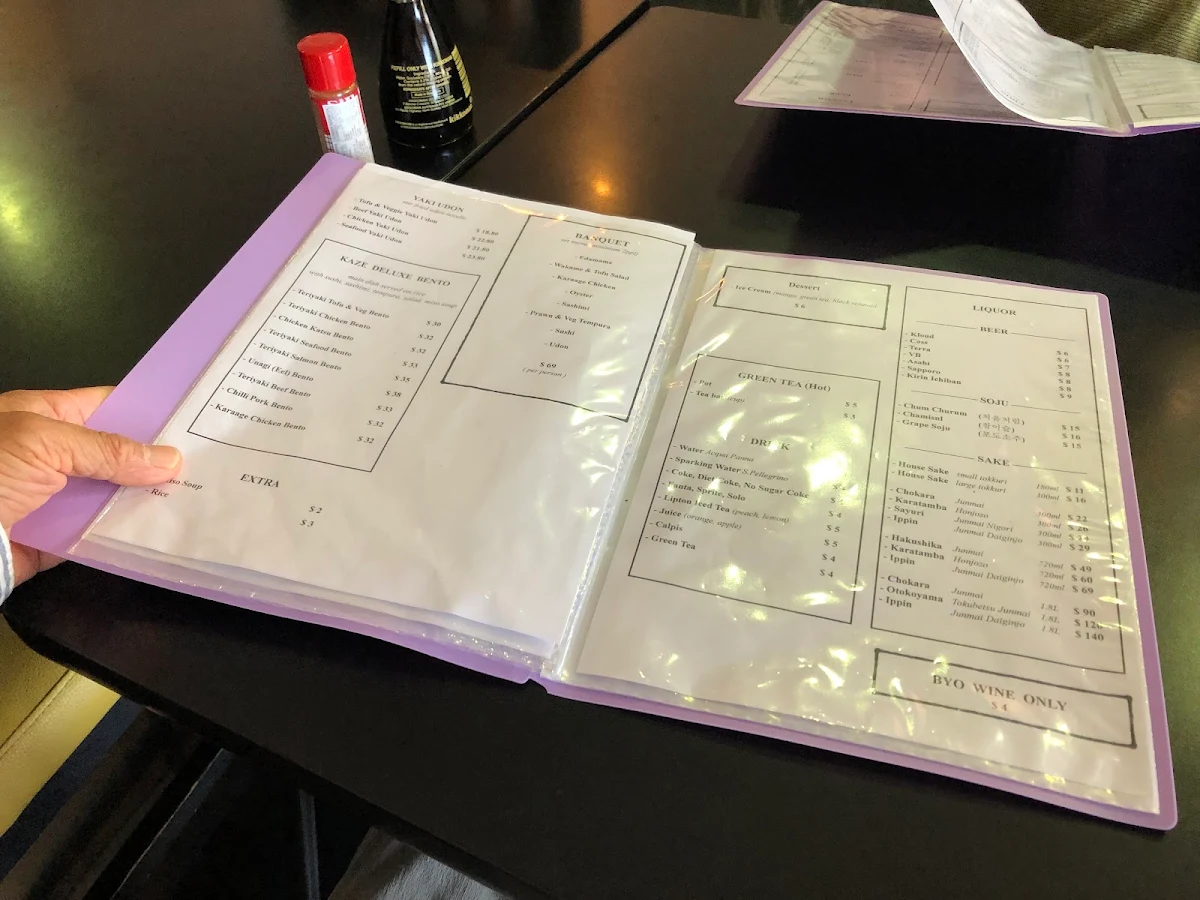 Menu, Kaze Fresh Sushi Epping
