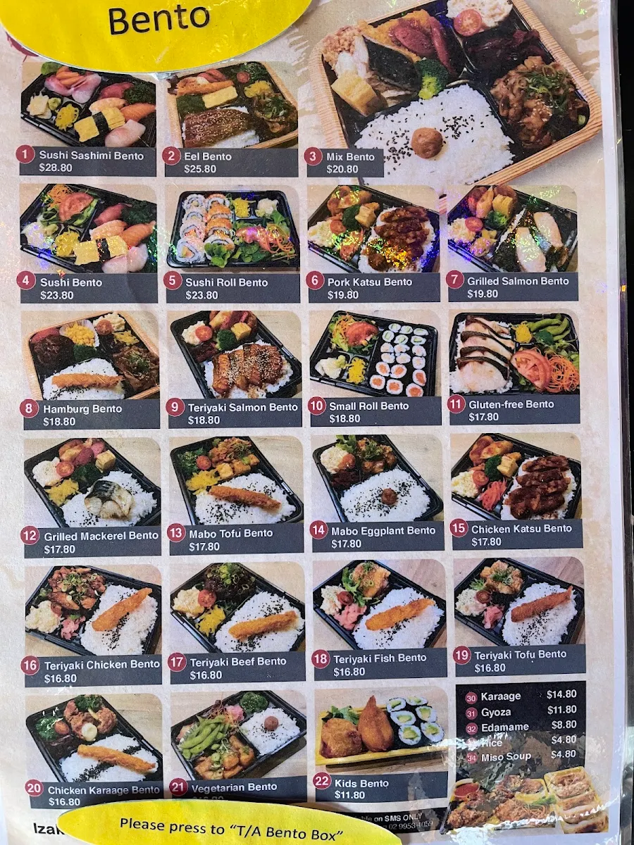 Menu, Izakaya Samurai
