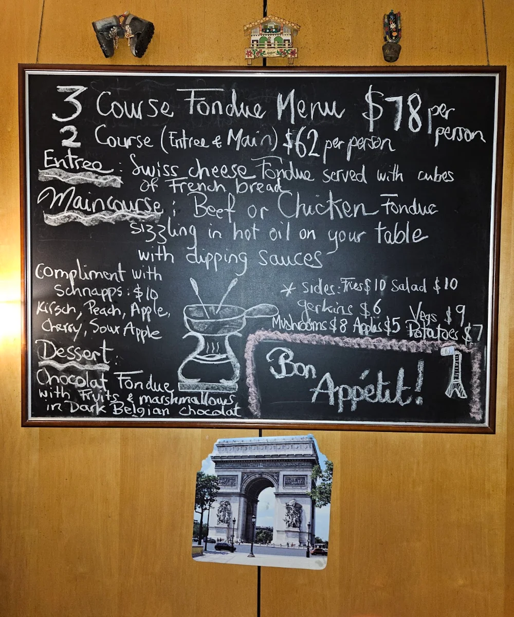 Menu, Cj's French & Fondue Restaurant