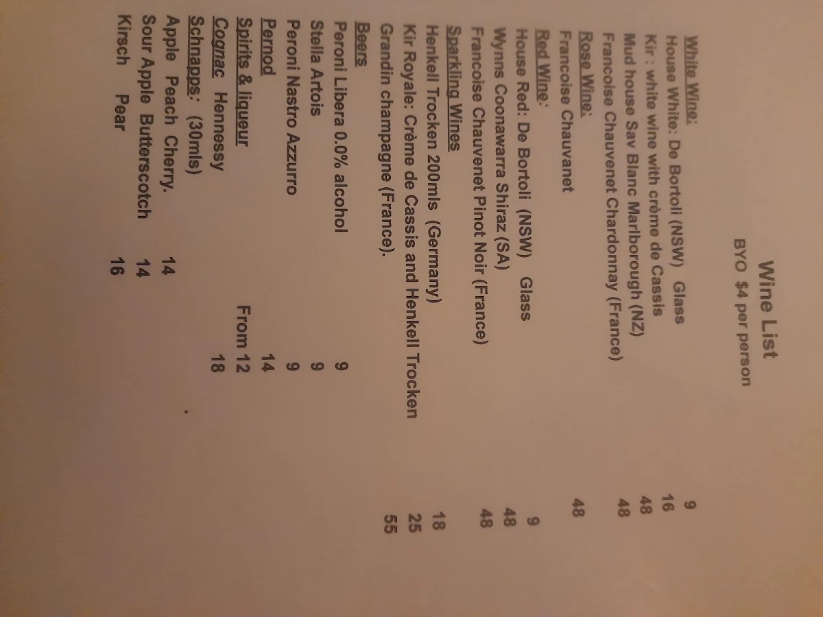 Menu, Cj's French & Fondue Restaurant