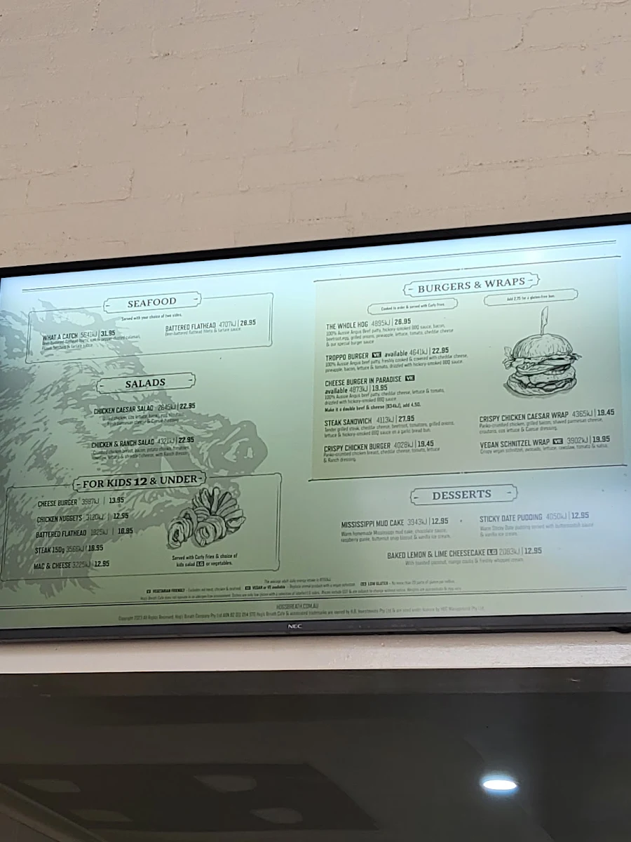 Menu, Hog's Breath Cafe Nelson Bay