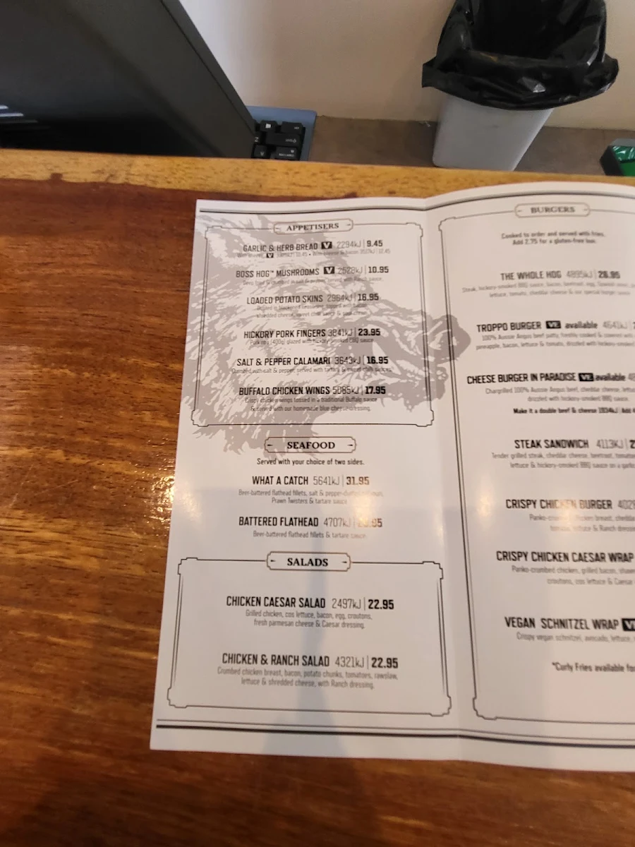 Menu, Hog's Breath Cafe Nelson Bay