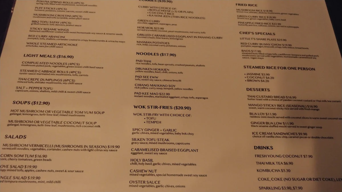 Menu, Little Turtle