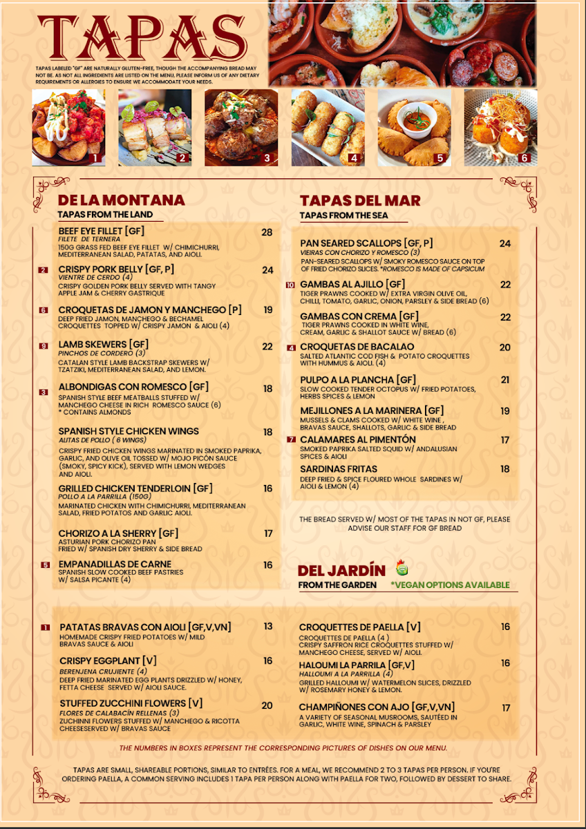 Menu, Lola Cocina Spanish Restaurant Narrabeen