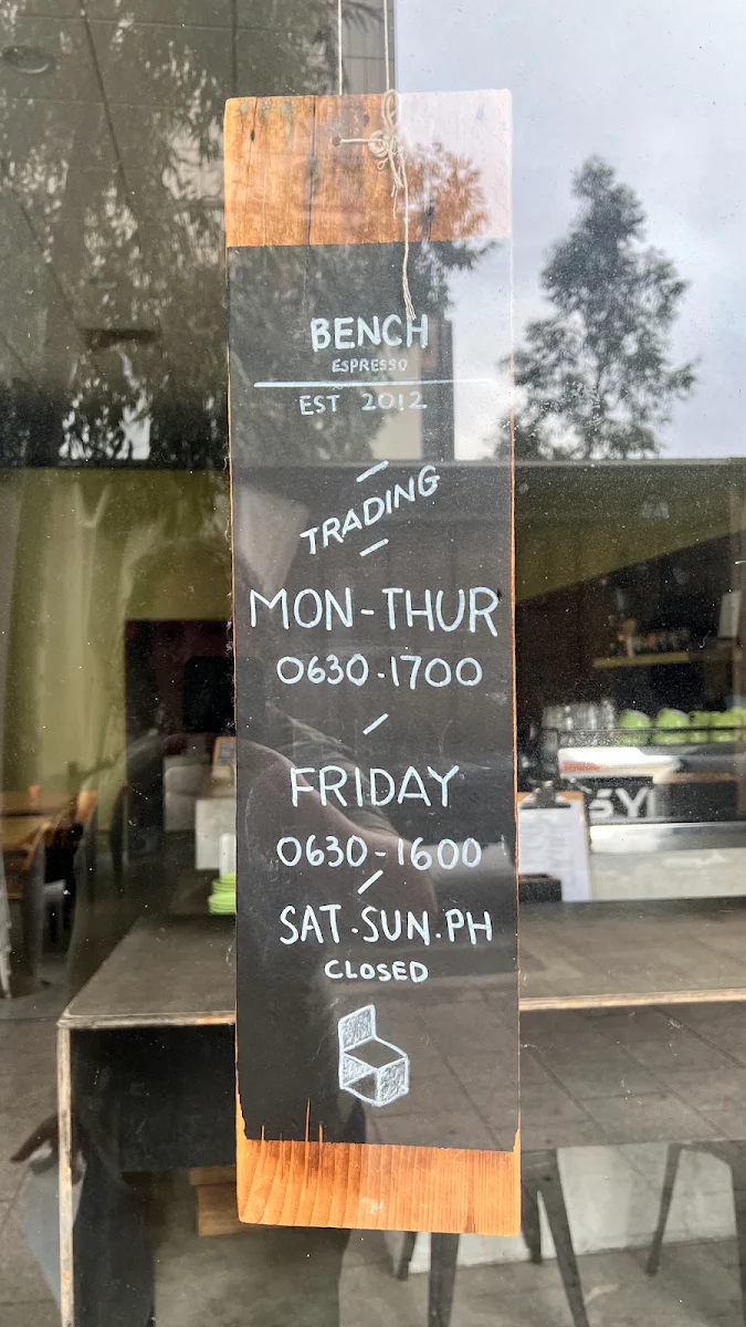 Menu, Bench Espresso
