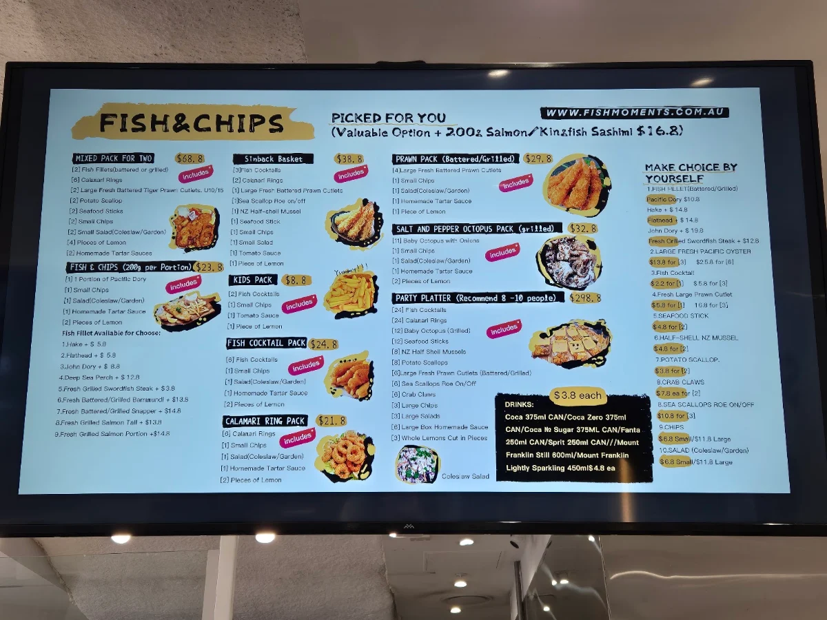 Menu, Fish Moments
