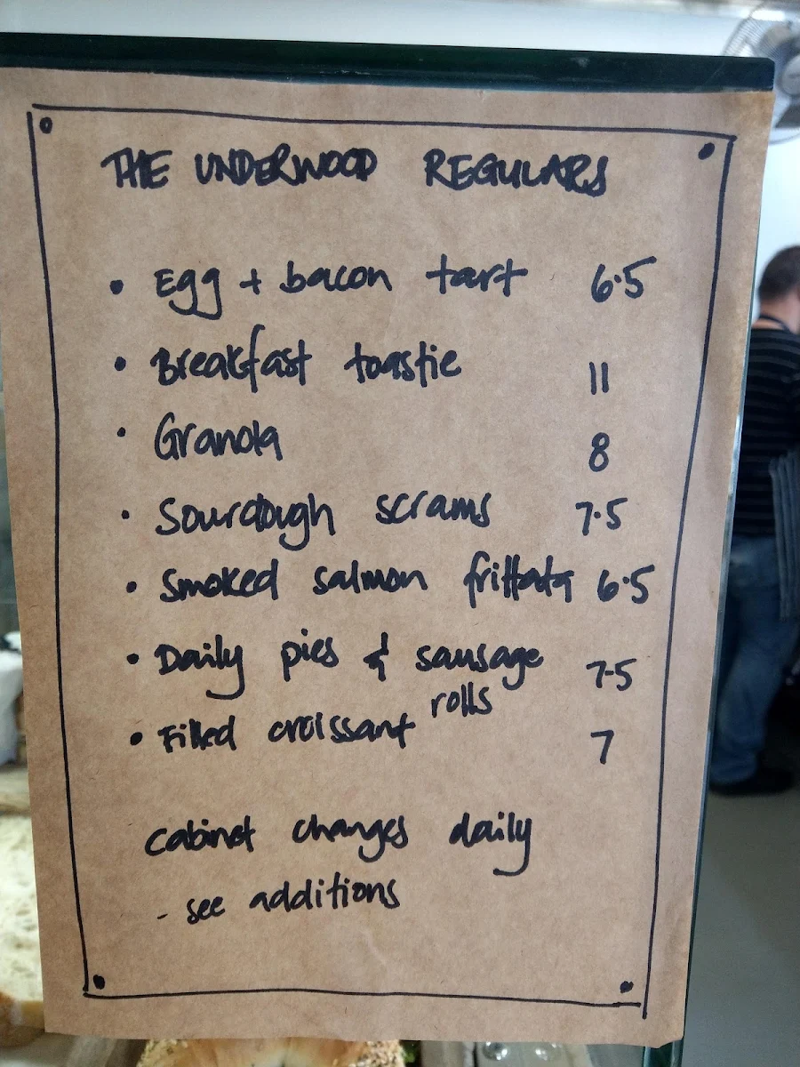 Menu, Mrs Underwood