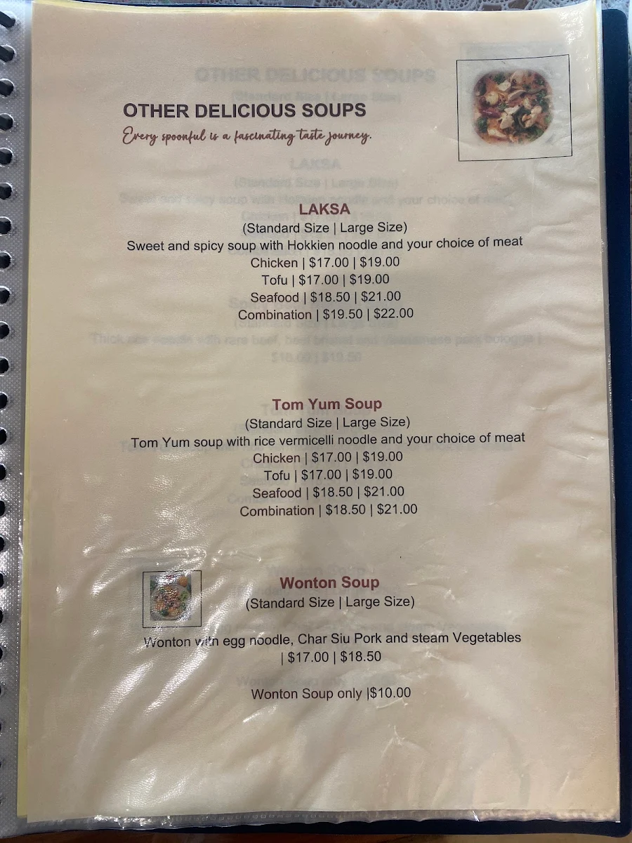 Menu, Pho South Saigon Vietnamese Cuisine